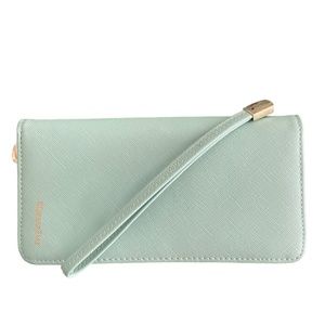 KQUEENSTAR Wallet/Wristlet Strap Mint Green/Soft Blush Gold Fabric Linin…